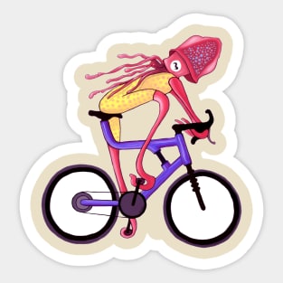 Mountain Biking Squid Sticker